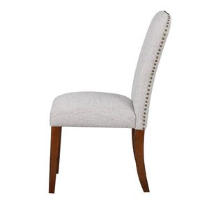 Comfort Pointe Salina Sea Oat Dining Chair in Performance Fabric with Nail Heads Sea Oat / Espresso