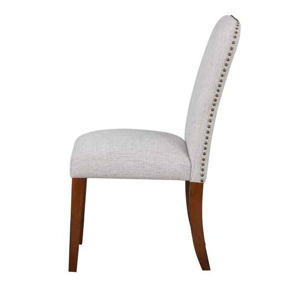 Comfort Pointe Salina Sea Oat Dining Chair in Performance Fabric with Nail Heads Sea Oat / Espresso