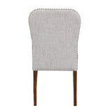 Comfort Pointe Salina Sea Oat Dining Chair in Performance Fabric with Nail Heads Sea Oat / Espresso