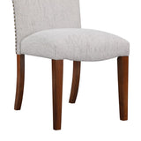 Comfort Pointe Salina Sea Oat Dining Chair in Performance Fabric with Nail Heads Sea Oat / Espresso