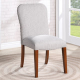 Comfort Pointe Salina Sea Oat Dining Chair in Performance Fabric with Nail Heads Sea Oat / Espresso