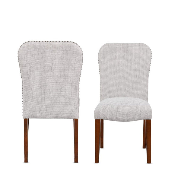 Comfort Pointe Salina Sea Oat Dining Chair in Performance Fabric with Nail Heads Sea Oat / Espresso