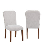 Comfort Pointe Salina Sea Oat Dining Chair in Performance Fabric with Nail Heads Sea Oat / Espresso