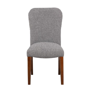 Comfort Pointe Salina Ashen Grey Dining Chair in Performance Fabric with Nail Heads Ashen Grey / Espresso