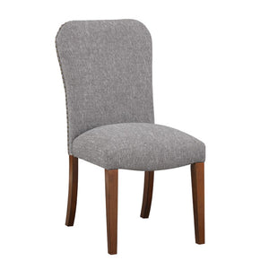 Comfort Pointe Salina Ashen Grey Dining Chair in Performance Fabric with Nail Heads Ashen Grey / Espresso