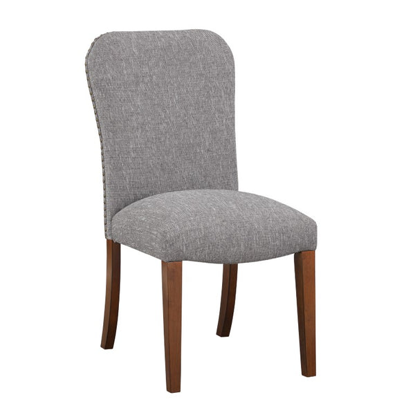 Comfort Pointe Salina Ashen Grey Dining Chair in Performance Fabric with Nail Heads Ashen Grey / Espresso