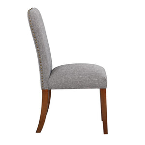 Comfort Pointe Salina Ashen Grey Dining Chair in Performance Fabric with Nail Heads Ashen Grey / Espresso