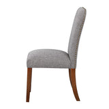 Comfort Pointe Salina Ashen Grey Dining Chair in Performance Fabric with Nail Heads Ashen Grey / Espresso