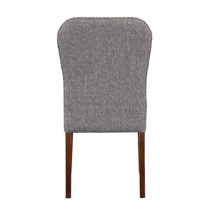 Comfort Pointe Salina Ashen Grey Dining Chair in Performance Fabric with Nail Heads Ashen Grey / Espresso