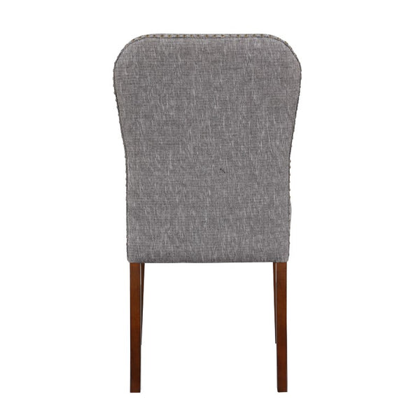 Comfort Pointe Salina Ashen Grey Dining Chair in Performance Fabric with Nail Heads Ashen Grey / Espresso