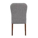 Comfort Pointe Salina Ashen Grey Dining Chair in Performance Fabric with Nail Heads Ashen Grey / Espresso