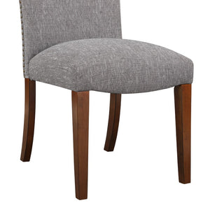 Comfort Pointe Salina Ashen Grey Dining Chair in Performance Fabric with Nail Heads Ashen Grey / Espresso