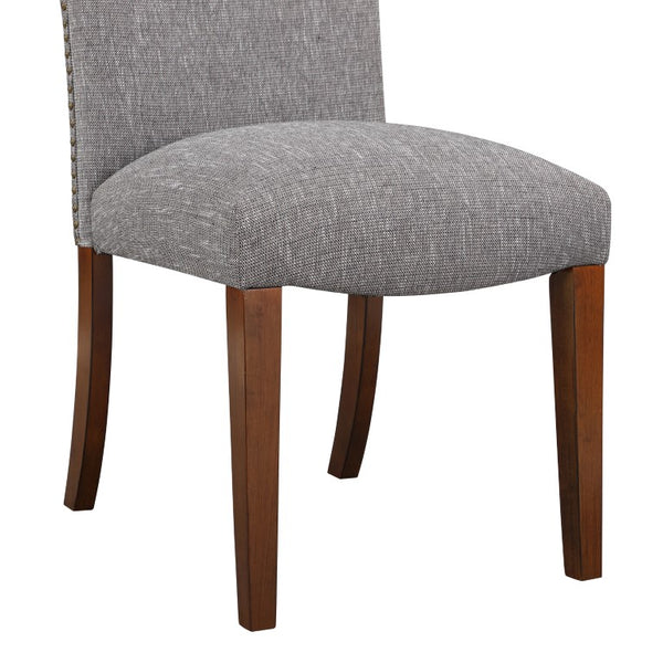 Comfort Pointe Salina Ashen Grey Dining Chair in Performance Fabric with Nail Heads Ashen Grey / Espresso