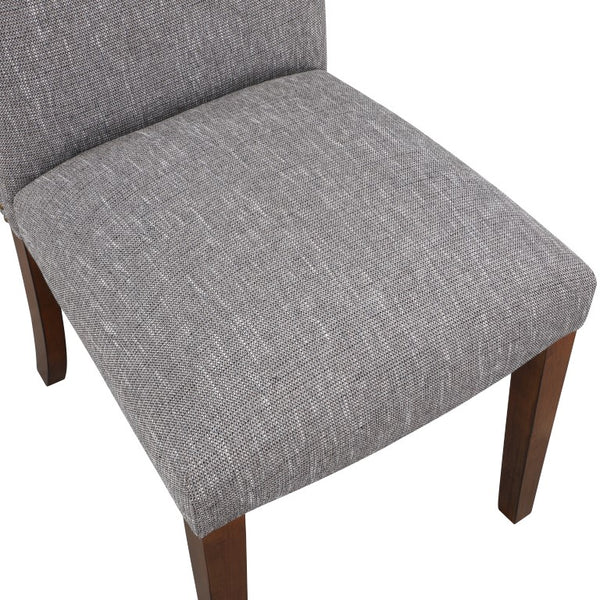 Comfort Pointe Salina Ashen Grey Dining Chair in Performance Fabric with Nail Heads Ashen Grey / Espresso