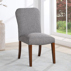 Comfort Pointe Salina Ashen Grey Dining Chair in Performance Fabric with Nail Heads Ashen Grey / Espresso