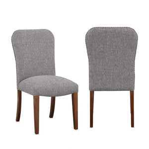 Comfort Pointe Salina Ashen Grey Dining Chair in Performance Fabric with Nail Heads Ashen Grey / Espresso