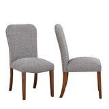 Comfort Pointe Salina Ashen Grey Dining Chair in Performance Fabric with Nail Heads Ashen Grey / Espresso