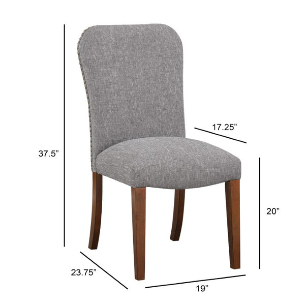 Comfort Pointe Salina Ashen Grey Dining Chair in Performance Fabric with Nail Heads Ashen Grey / Espresso