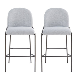 English Elm Christopher Knight Home® - Galen Upholstered Metal Barstool Set of 2 with Plush Stain-Resistant Fabric, Ergonomic Modern Design Gray N775P290453G