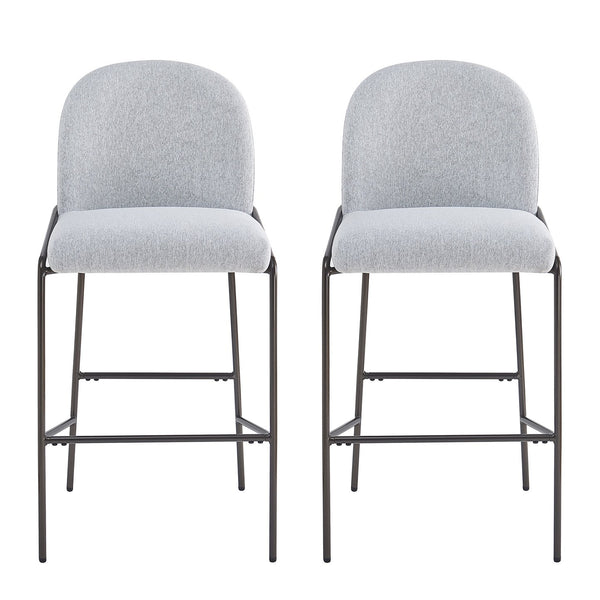English Elm Christopher Knight Home® - Galen Upholstered Metal Barstool Set of 2 with Plush Stain-Resistant Fabric, Ergonomic Modern Design Gray N775P290453G