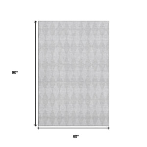 HomeRoots 5' X 8' Pewter & Ivory Diamond Area Rug - Washable, Stain-Resistant, UV-Protected for Every Home 650100