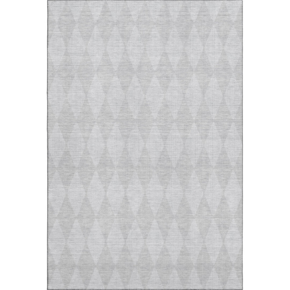 HomeRoots 5' X 8' Pewter & Ivory Diamond Area Rug - Washable, Stain-Resistant, UV-Protected for Every Home 650100