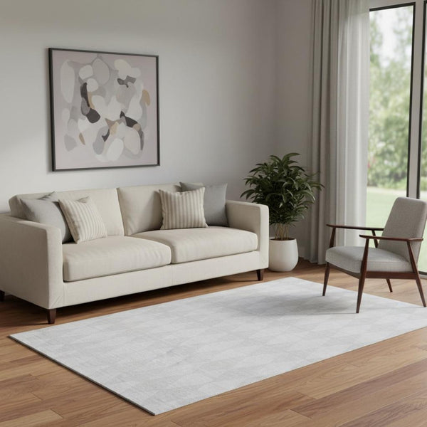HomeRoots 5' X 8' Pewter & Ivory Diamond Area Rug - Washable, Stain-Resistant, UV-Protected for Every Home 650100