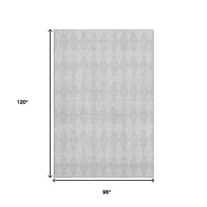 HomeRoots 8' X 10' Pewter Ivory Diamond Area Rug - Washable, Stain-Resistant, UV Protected for Family Spaces 650102
