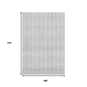 HomeRoots 9' X 12' Stylish Pewter and Ivory Diamond Rug – Washable, UV-Protected, Ideal for High-Traffic Areas 650103