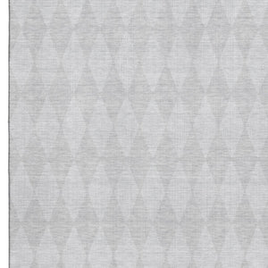 HomeRoots 10' X 14' Elegant Pewter and Ivory Diamond Area Rug – Washable, UV-Protected, Pet-Friendly Design! 650104