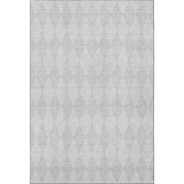 HomeRoots 10' X 14' Elegant Pewter and Ivory Diamond Area Rug – Washable, UV-Protected, Pet-Friendly Design! 650104
