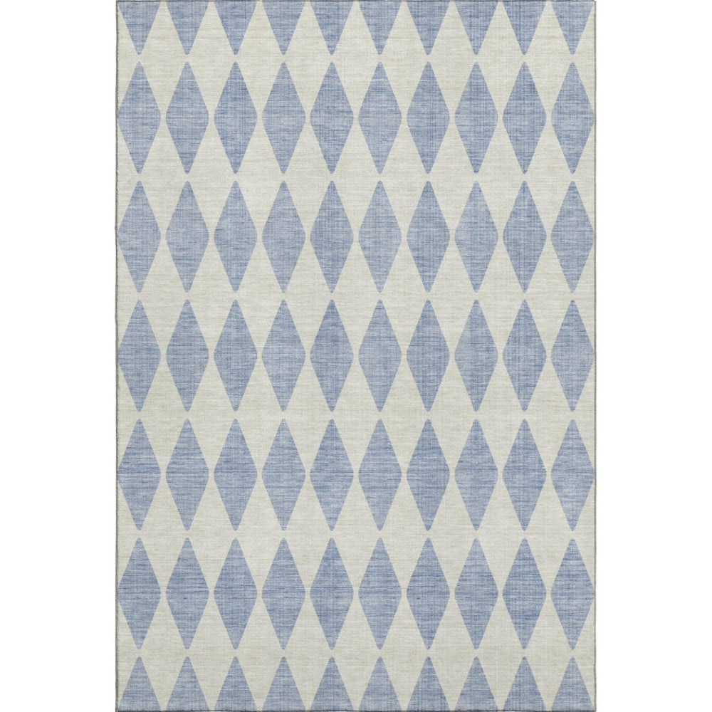 HomeRoots 5' X 8' Sky Blue Ivory Diamond Area Rug - Stylish, Durable, UV-Protected & Machine-Washable Design 650106