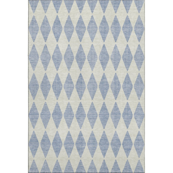 HomeRoots 5' X 8' Sky Blue Ivory Diamond Area Rug - Stylish, Durable, UV-Protected & Machine-Washable Design 650106