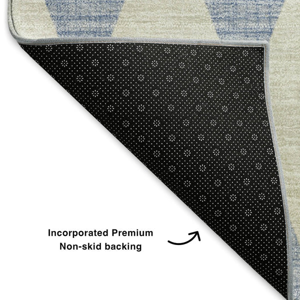 HomeRoots 5' X 8' Sky Blue Ivory Diamond Area Rug - Stylish, Durable, UV-Protected & Machine-Washable Design 650106