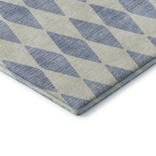 HomeRoots 5' X 8' Sky Blue Ivory Diamond Area Rug - Stylish, Durable, UV-Protected & Machine-Washable Design 650106