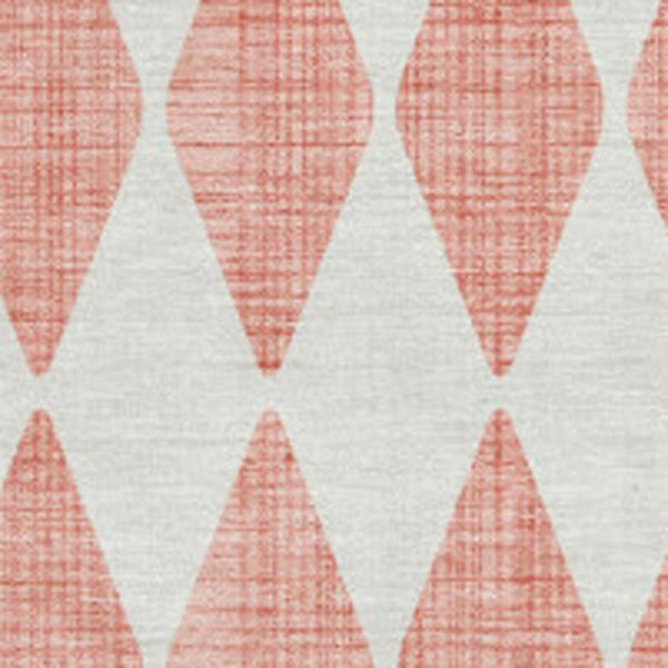 HomeRoots 5' X 8' Salmon and Ivory Diamond Area Rug - Washable, Stain-Resistant, UV-Protected for High-Traffic Areas 650112