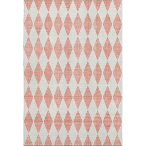 HomeRoots 8' X 10' Salmon and Ivory Diamond Area Rug - Stylish, Washable, UV Protected for Everyday Living 650114