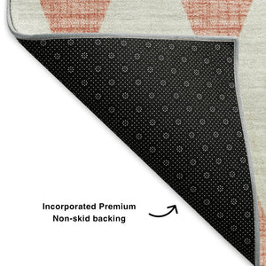 HomeRoots 8' X 10' Salmon and Ivory Diamond Area Rug - Stylish, Washable, UV Protected for Everyday Living 650114