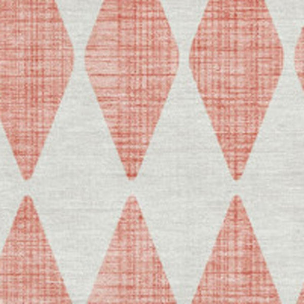 HomeRoots 8' X 10' Salmon and Ivory Diamond Area Rug - Stylish, Washable, UV Protected for Everyday Living 650114