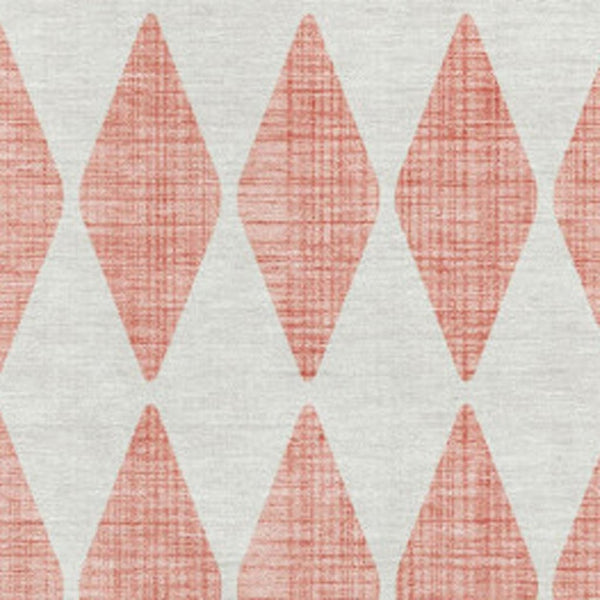 HomeRoots 10' X 14' Salmon And Ivory Diamond Area Rug - Washable, UV-Protected, Stain-Resistant, Durable Design 650116