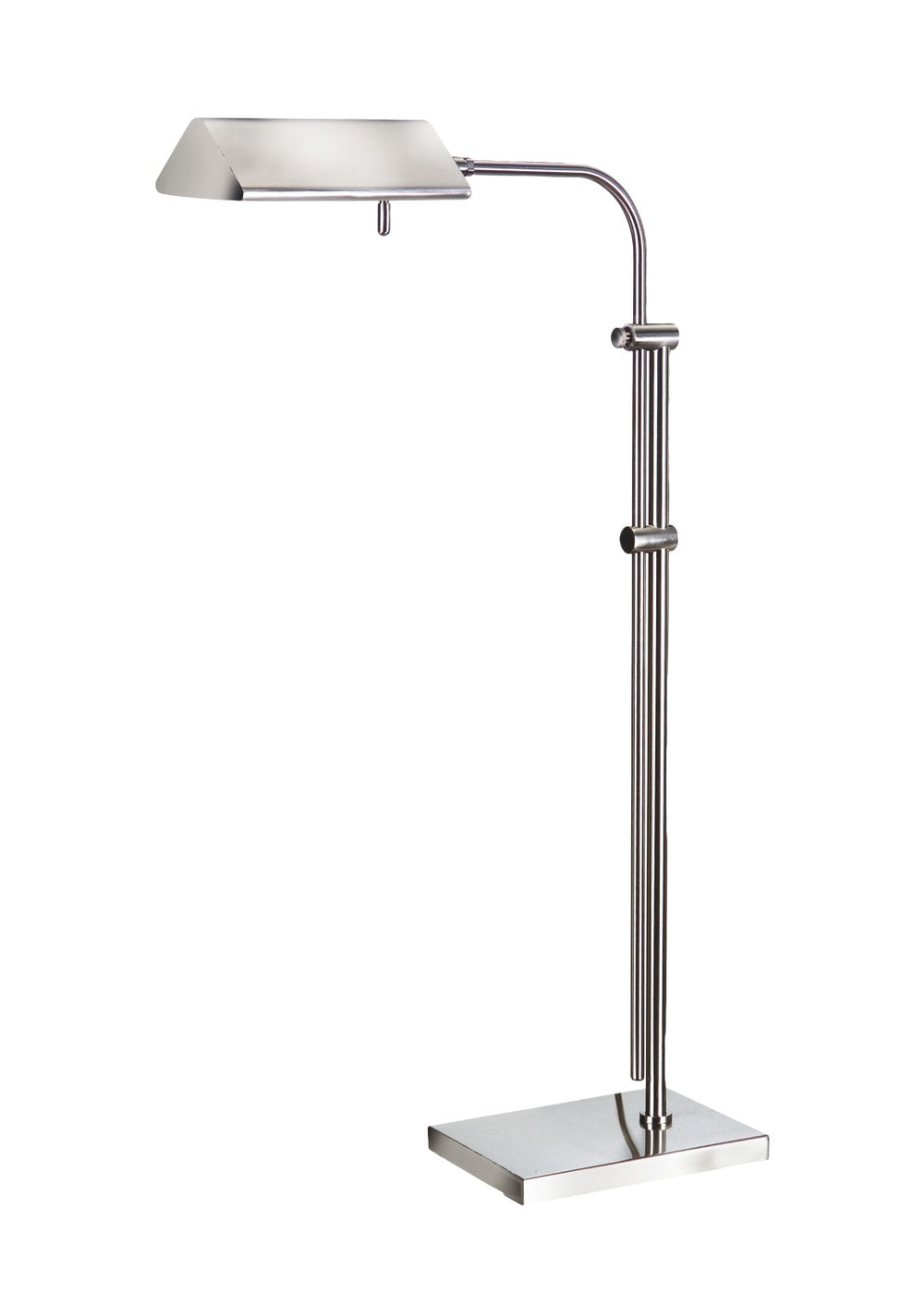 Wildwood Basil Satin Nickel Pharmacy Floor Lamp With Brass Accents — Adjustable 35"–56" Task & Accent Light 65012