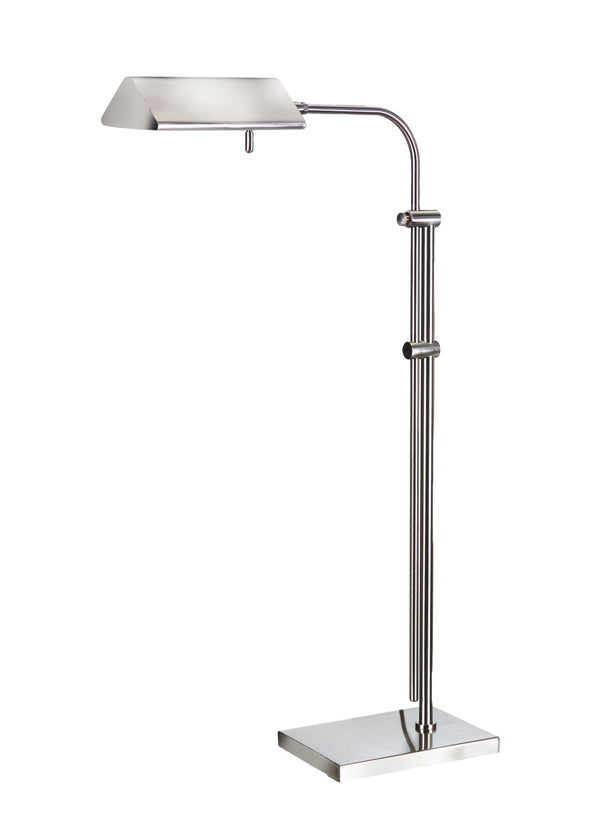 Wildwood Basil Satin Nickel Pharmacy Floor Lamp With Brass Accents — Adjustable 35"–56" Task & Accent Light 65012