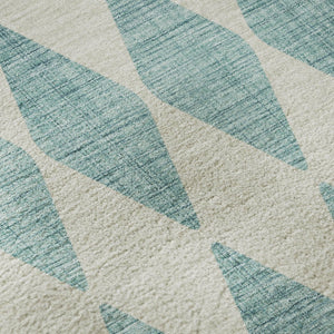 HomeRoots 8' X 10' Teal & Ivory Diamond Area Rug - Washable, UV-Protected, Stain-Resistant for Everyday Living 650126