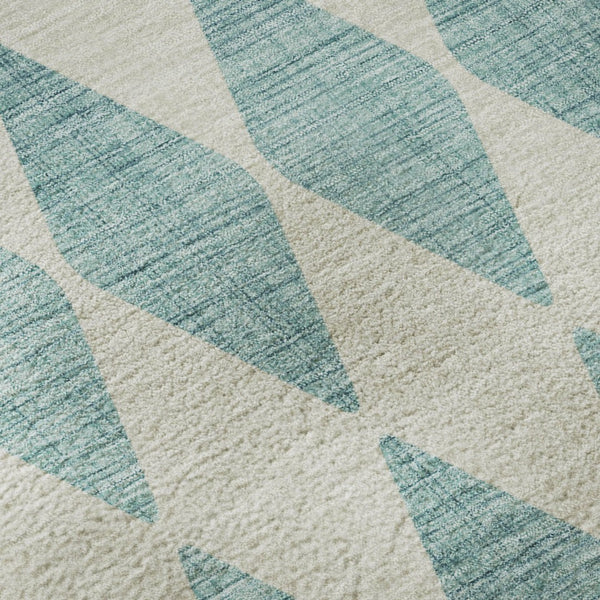 HomeRoots 8' X 10' Teal & Ivory Diamond Area Rug - Washable, UV-Protected, Stain-Resistant for Everyday Living 650126