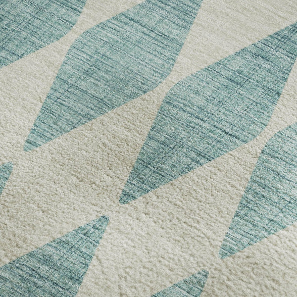 HomeRoots 10' Teal & Ivory Diamond Washable Area Rug - UV Protected, Stain Resistant, Ideal for High-Traffic Spaces 650128