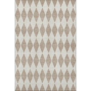 HomeRoots 5' X 8' Taupe & Ivory Diamond Area Rug - Stylish, UV-Protected, Washable, Perfect for High-Traffic Spaces 650130