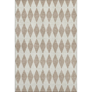 HomeRoots 10' Taupe and Ivory Diamond Area Rug - Washable, Stain-Resistant, UV Protected for High Traffic Spaces 650134