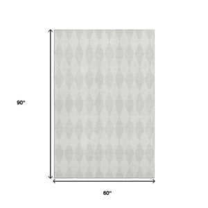 HomeRoots 5' X 8' Ivory And Beige Diamond Area Rug - Durable, Washable, UV-Protected for Homes with Kids & Pets 650136