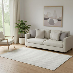 HomeRoots 5' X 8' Ivory And Beige Diamond Area Rug - Durable, Washable, UV-Protected for Homes with Kids & Pets 650136