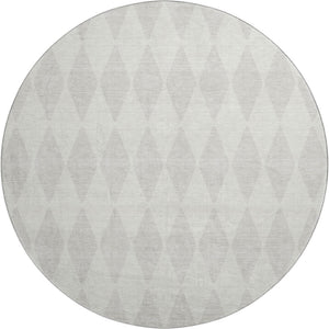 HomeRoots 8' Ivory and Beige Diamond Washable Round Rug – Stylish, Durable, UV-Protected for Everyday Use 650137